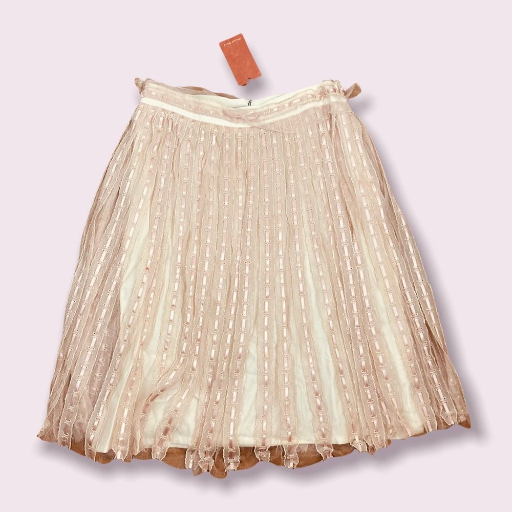 Pilar Ruiz Spain Light Pink Ribbon Weave Skirt - NWT 10/12/14